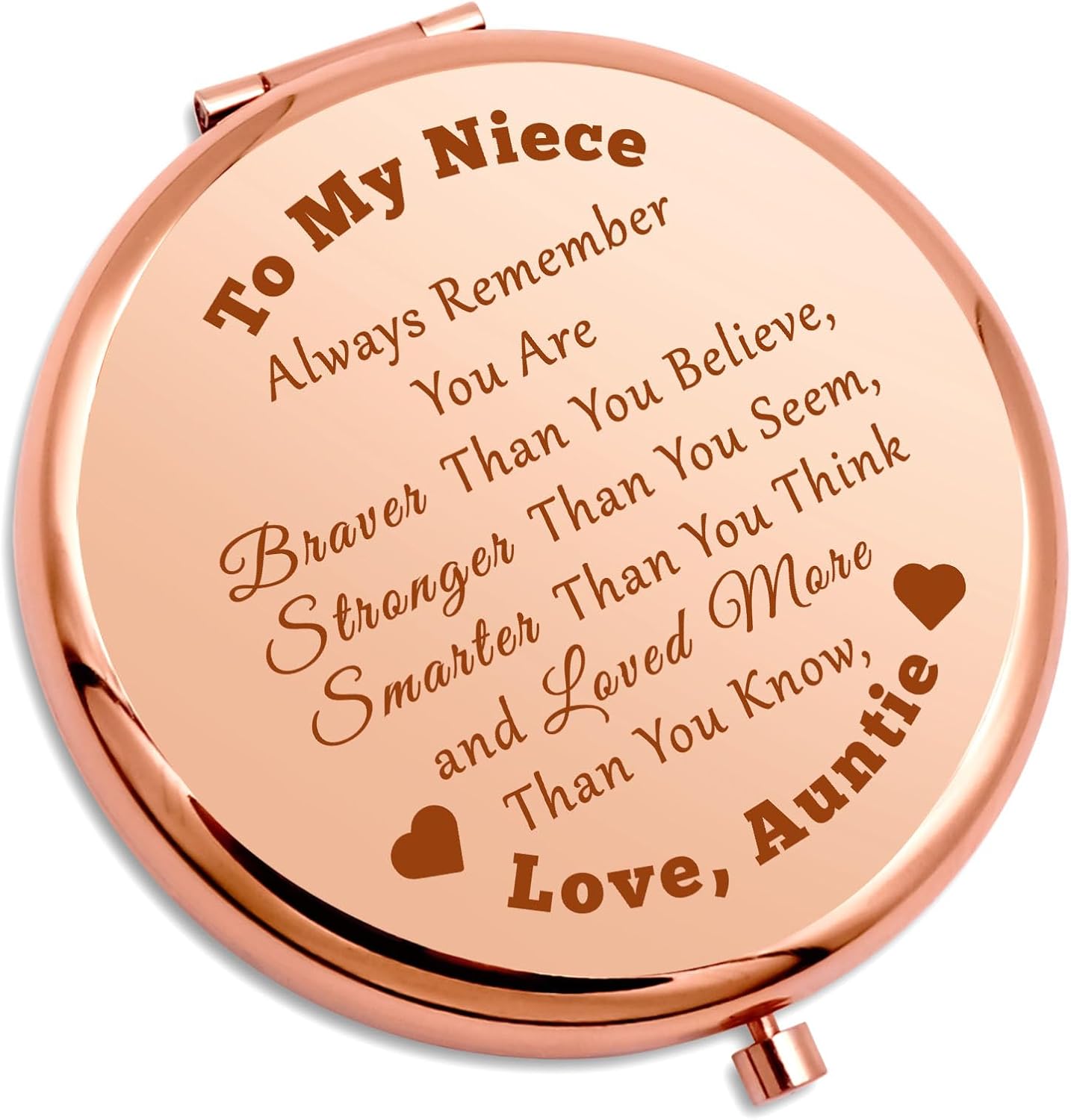 Niece Compact Mirror Niece Gifts from Auntie Inspirational Gifts for Her from Auntie Encouragement Folding Makeup Mirror for Girls from Aunt Birthday Presents Christmas Graduation Wedding Presents