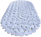 “Pebbles” Non-Slip Bathtub & Shower Mat 27”x14” Oval - Non-Toxic - Safe, Clean, Machine-Washable, Superior Grip & Drainage, Vinyl, for Smooth Floors ONLY, Opaque White