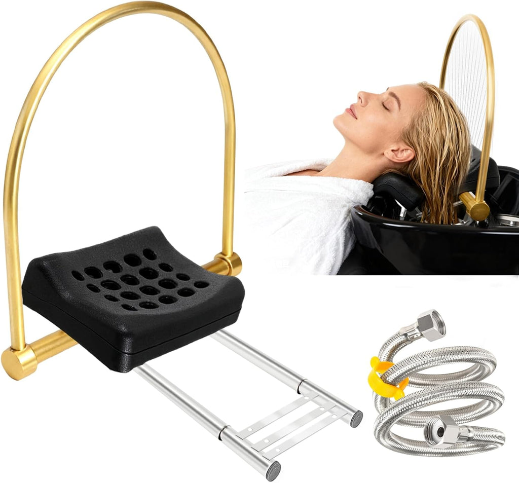 Water Circulation Hair Head Spa Equipment with Pillow, Water Circulation Frame Rack with 39.37" 304 Stainless Steel Water Hose, Shampoo Bed Accessories, for Hair Salon Massage Shower