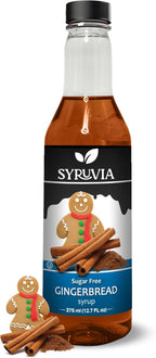 Syruvia Sugar-Free Gingerbread Coffee Syrup - 12.7 fl oz Premium Coffee Flavoring Syrup - 0 Calorie - Kosher Coffee Syrups, Gluten Free, Perfect for Drinks, Soda, Shakes, Desserts, and More.