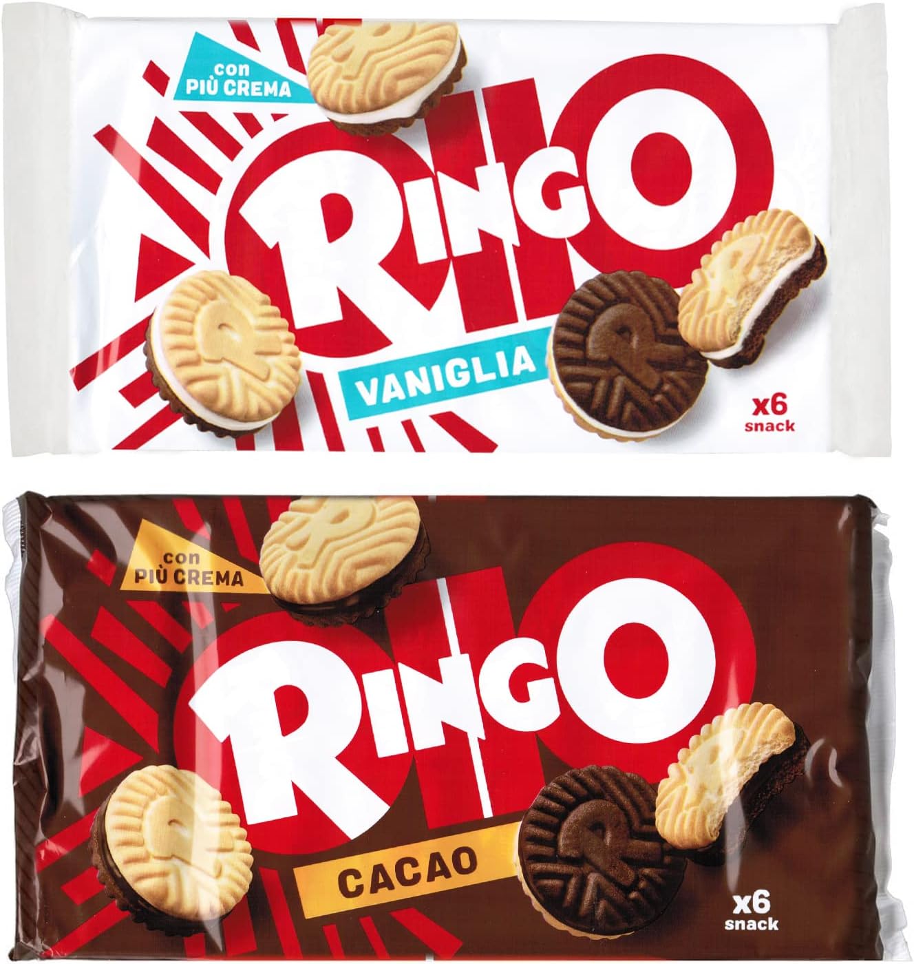 Pavesi Ringo Mix Nuovo Design del Biscotto alla VANIGLIA e al CACAO con Più Crema! 330gr - Esclusivo Restyling 2023