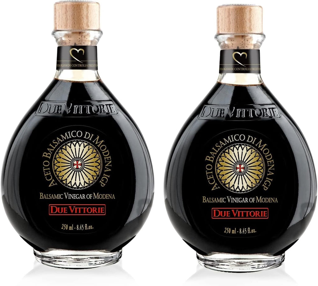 Due Vittorie Oro Gold, Barrel Aged Balsamic Vinegar of Modena IGP with Built in Pourer, All-Natural, Extra Dense Premium Vinegar Aceto Balsamico di Modena IGP Italy - 8.45fl oz / 250ml - Pack of 2