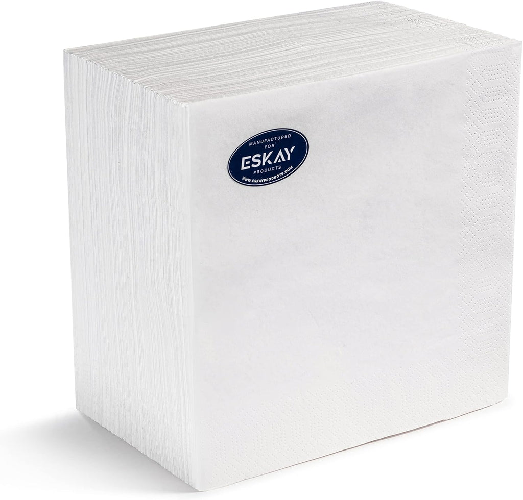 White 3-Ply Disposable Lunch Napkins, 125 Count – Paper Cocktail & Party Napkins for Weddings, Birthdays, Bars & Events, EU Made
