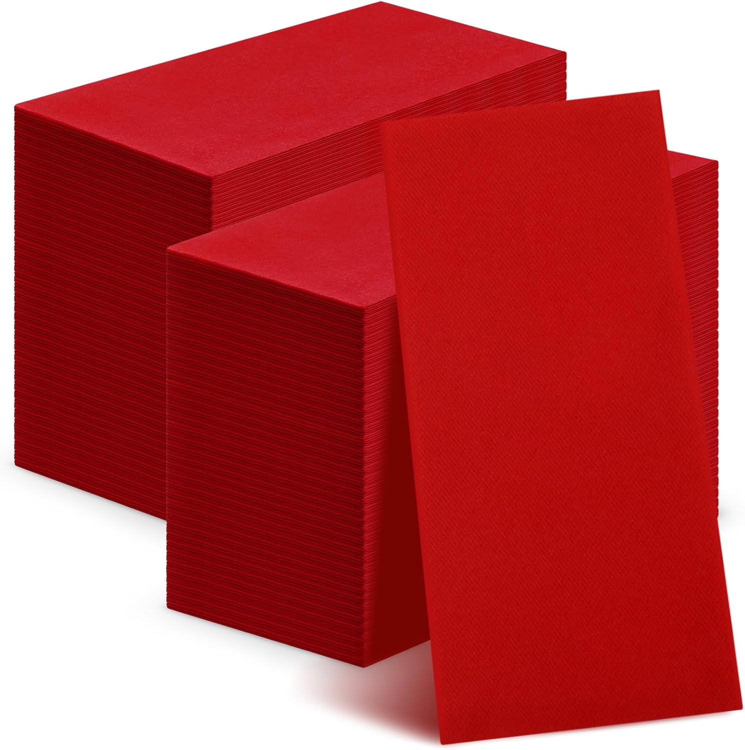 Qilery 100 Pcs Linen Feel Disposable Dinner Napkins Decorative Paper Napkin 17"x12" Paper Soft Hand Towel Absorbent Disposable Guest Towel for Kitchen Wedding Party(Red)