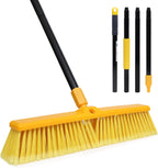 KLEEN HANDLER 18" Push Broom with 61" Long Extendable Metal Handle with Threaded Plastic Screw for Deck Driveway Garage Yard Patio Warehouse Hard Floor Cleaning