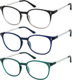 Success Eyewear Reading Glasses 3 Pair Stylish Color Readers Fashion Glasses for Reading Men & Women