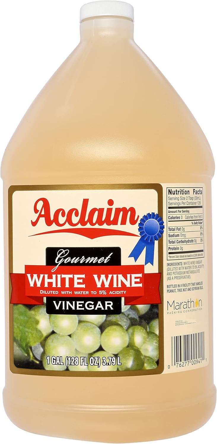 Acclaim Gourmet White Wine Vinegar, 128 Ounces (1 Gallon) - 5% Acidity