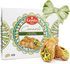 GUSTO ETNA Sicilian Cannoli filled with Pistachio Cream, 8 Pieces, Mini Cannoli in Gift Box with Pistachio Butter, Crunchy Sweet Delicacy from Bronte, Sicily, Italian Biscotti Cookies, From Italy