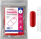 Empty Gelatin Capsules Size 1 (100 Count, Red) – Ideal for DIY Filling with 2 Spoons