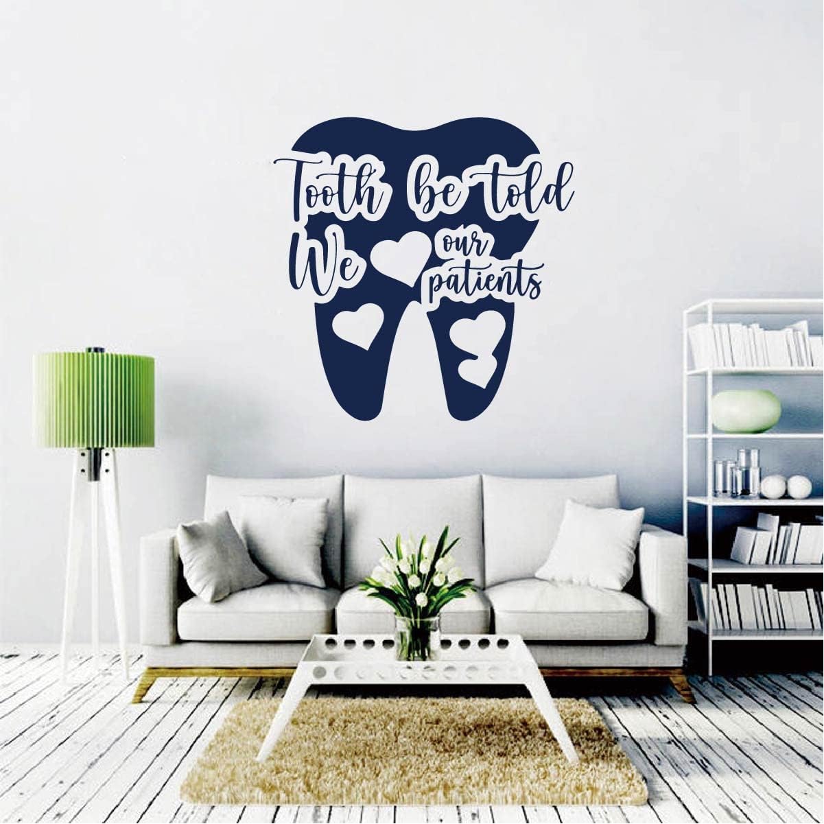 Tooth Be Told We Love Our Patients Quote Decal Dental Office Waiting Room Gift for Dentists Removable Vinyl Wall Sticker BD849 (M 15x15inch, Dark Blue)