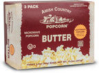 Amish Country Popcorn | Old Fashioned Microwave Popcorn | Non-GMO, Gluten Free, Microwaveable and Kosher (Ladyfinger Butter, 3 Bags)