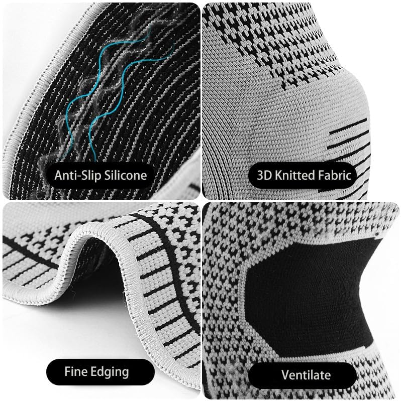 2 Pack Ampknee Bone On Bone Walking Support - Knee Sleeve Compression for Sports, Knee Brace for Arthritis Pain Relief, Meniscus Tear Support, and Knee Pain Relief (Gray,Large)