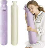 Hot Water Bottle with Cover, 2L Rubber Hot Water Bag with Soft Cover (2 Liter), for Cramps, Compress Pain Relief, Removable Hot Cold Pack (Purple)