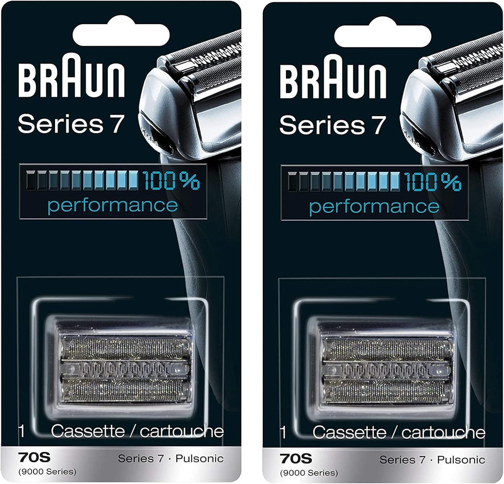 Braun Series 7 70S Replacement Cassette for Electric Shaver, Compatible with Pulsonic and 9000 Series, Pack of 2