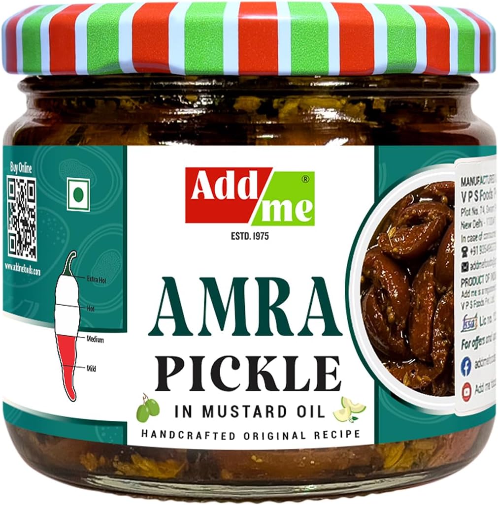 Add me Add Me Homemade Fresh Amra Pickle 300g, Tasty and Tangy Indian Hog Plum Pickle 300gm Glass Pack