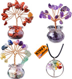 4PC Tree of Life Gift Set Red Jasper, Chakra Gemstone, Amethyst and Natural Chakra Pendant – Healing Energy Decor and Positive Vibes Gifts for Women
