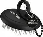 Jupiter Scalp Exfoliator - Scalp Massager Tool for Wet & Dry Hair - Ergonomic Detangler Brush - Dandruff Comb & Scrub to Remove Dandruff & Buildup and Support Circulation - Black/White