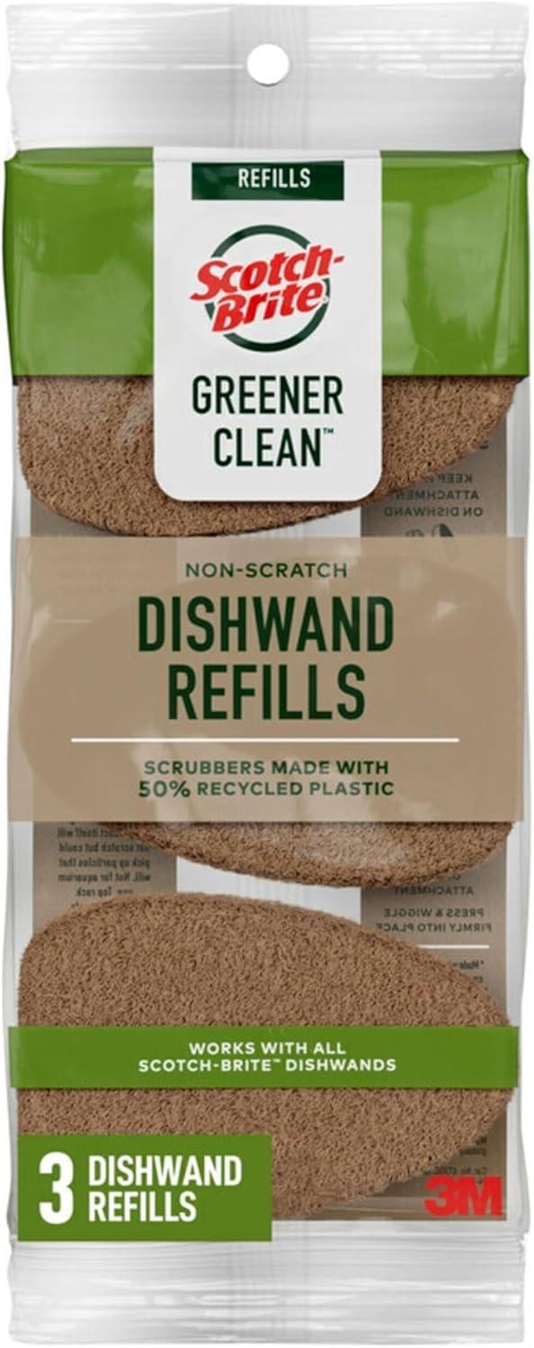 Scotch-Brite Greener Clean, Non-Scratch Dishwand Refills, Fits All Scotch-Brite Dishwands, 3 Count