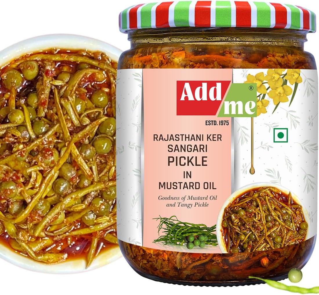 Add me Tenti Ker sangri Pickle 500g Glass Pack, A Marwadi Rajasthani kair sangari panchkuta Delicacy Pickles