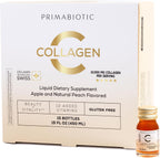 PRIMABIOTIC Liquid Collagen - Hydrolyzed Collagen 10,000 mg per Serving with 12 Vitamins - Gluten Free - Peach Flavor - Pack of 15 x 1 fl oz (30 mL) Bottles