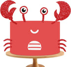 Crab Birthday Cake Topper, Ocean Crab Cake Decor, Red Glitter Under the Sea Crab Claws Feet Cake Topper Set, Beach Marine Animal/Seafood Baby Shower Party Decoration