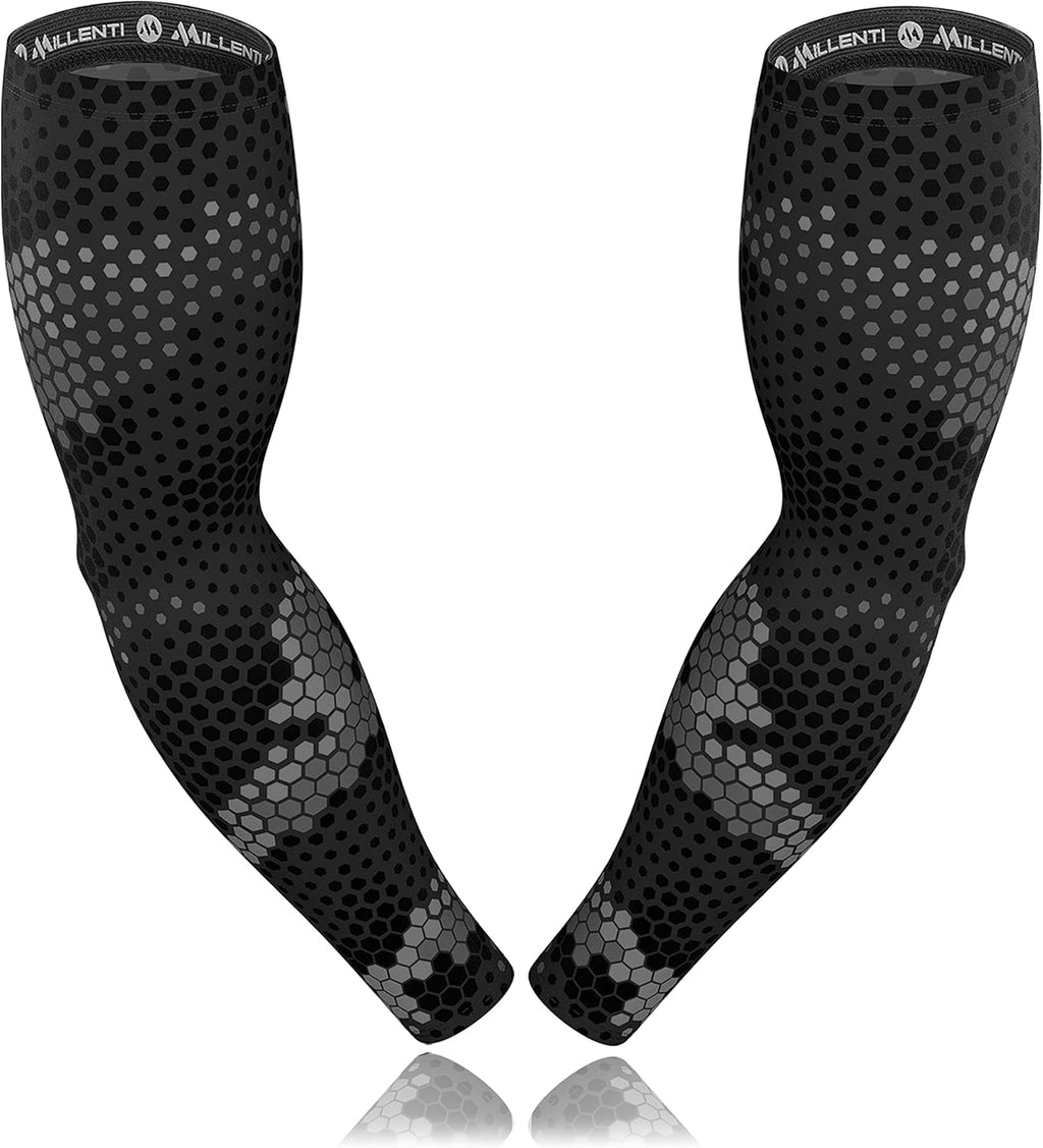 Millenti Cooling Arm Sleeve Compression - Sun Protection Sport Recovery Sleeves, Cools when Wet, Unisex in 4 Sizes - 2pcs