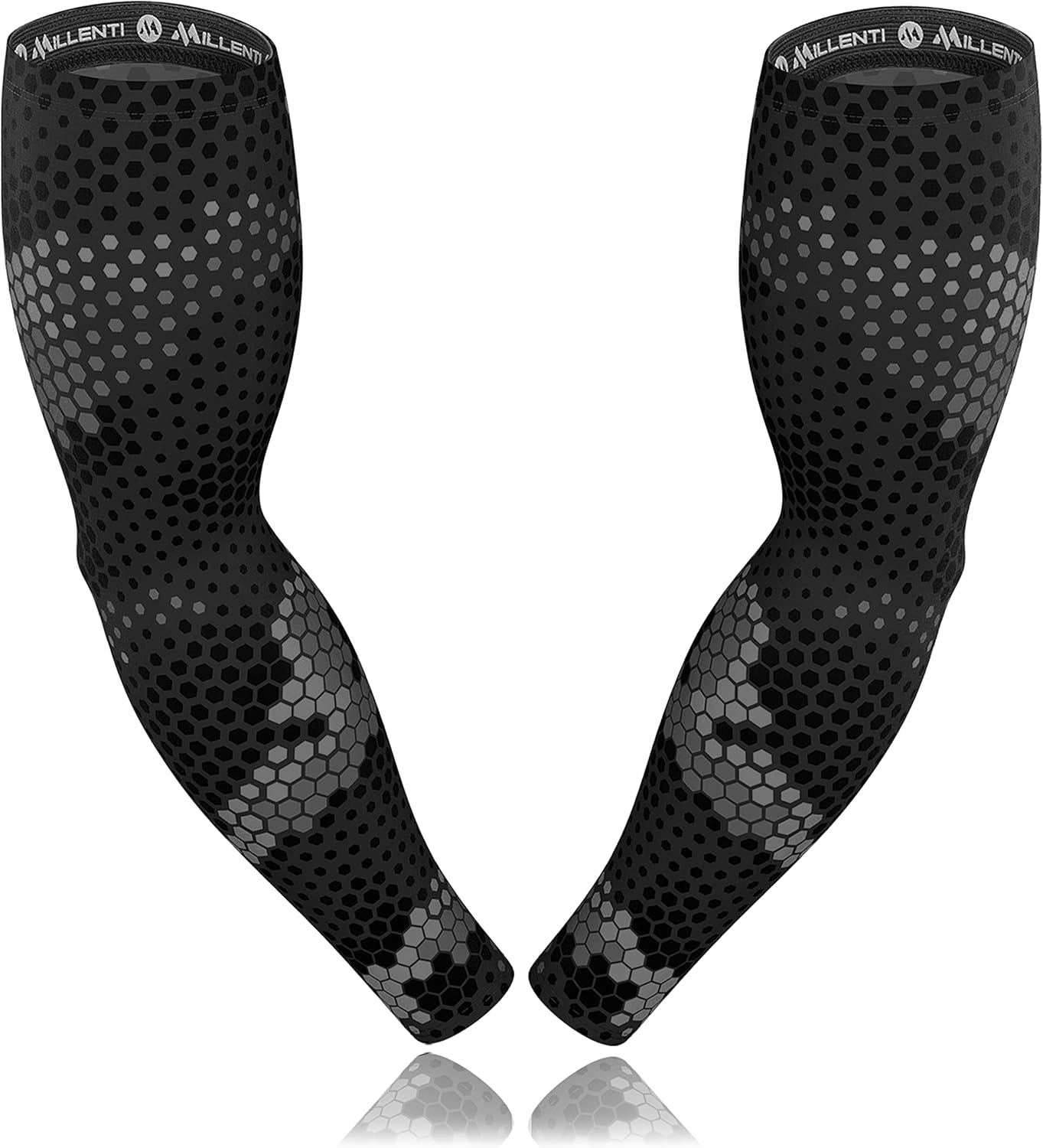 Millenti Cooling Arm Sleeve Compression - Sun Protection Sport Recovery Sleeves, Cools when Wet, Unisex in 4 Sizes - 2pcs