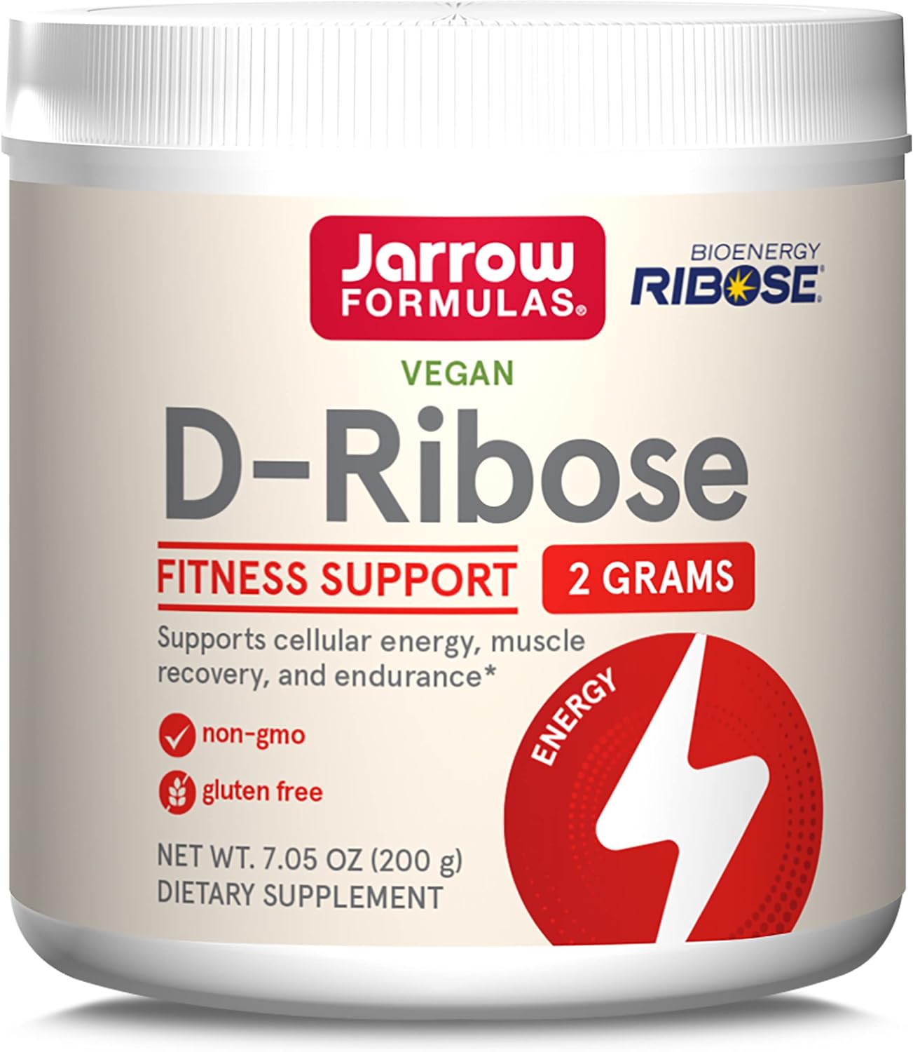 Jarrow Formulas® D-Ribose 2 Grams, Dietary Supplement, Fitness Support, Muscle Recovery and Endurance, 7.05 oz, Up to a 90 Day Supply