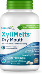 Oracoat XyliMelts for Dry Mouth Night Time or Day - Moisturizing Dry Mouth Adhering Discs, Sugar Free with Xylitol, 230 Count, Mild- Mint Flavor, 8-Hour Relief