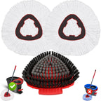 Fatmass Spin Mop Head Replacement for O Cedar EasyWring 1-Tank System, 2 Mop Replace Heads + 1 Upgrade Scrubber Brush, 100% Microfiber Mop Refills Deep Cleaning Machine Washable
