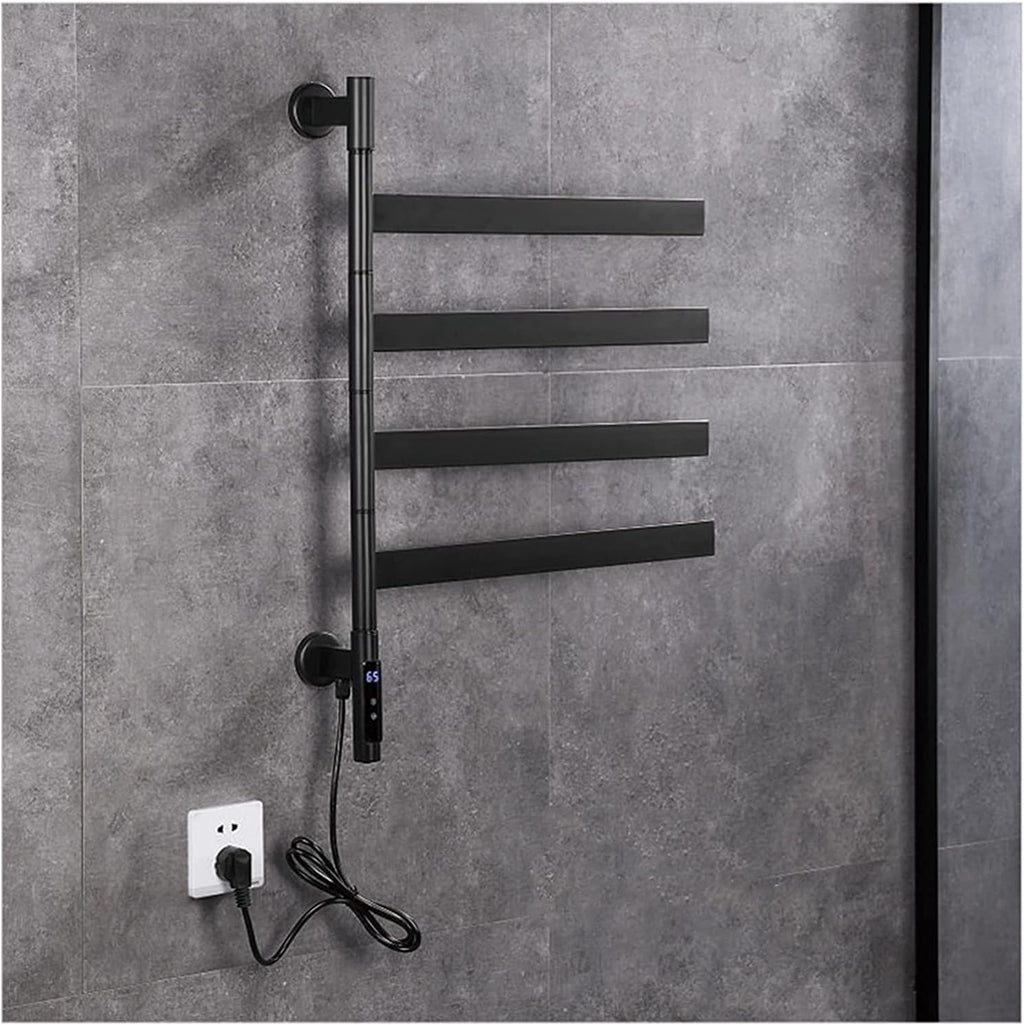 Electric Towel Warmer for Electricity with Socket, Towel Warmer Rack Smart Thermostat Radiator, Towel Warmer, Black Towel Warmer Radiator Towel Warmers for Bathroom