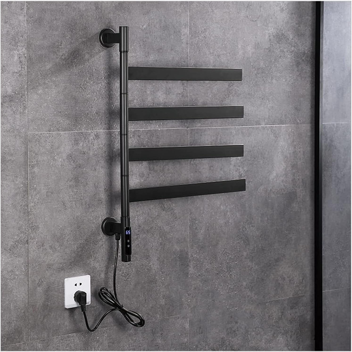 Electric Towel Warmer for Electricity with Socket, Towel Warmer Rack Smart Thermostat Radiator, Towel Warmer, Black Towel Warmer Radiator Towel Warmers for Bathroom
