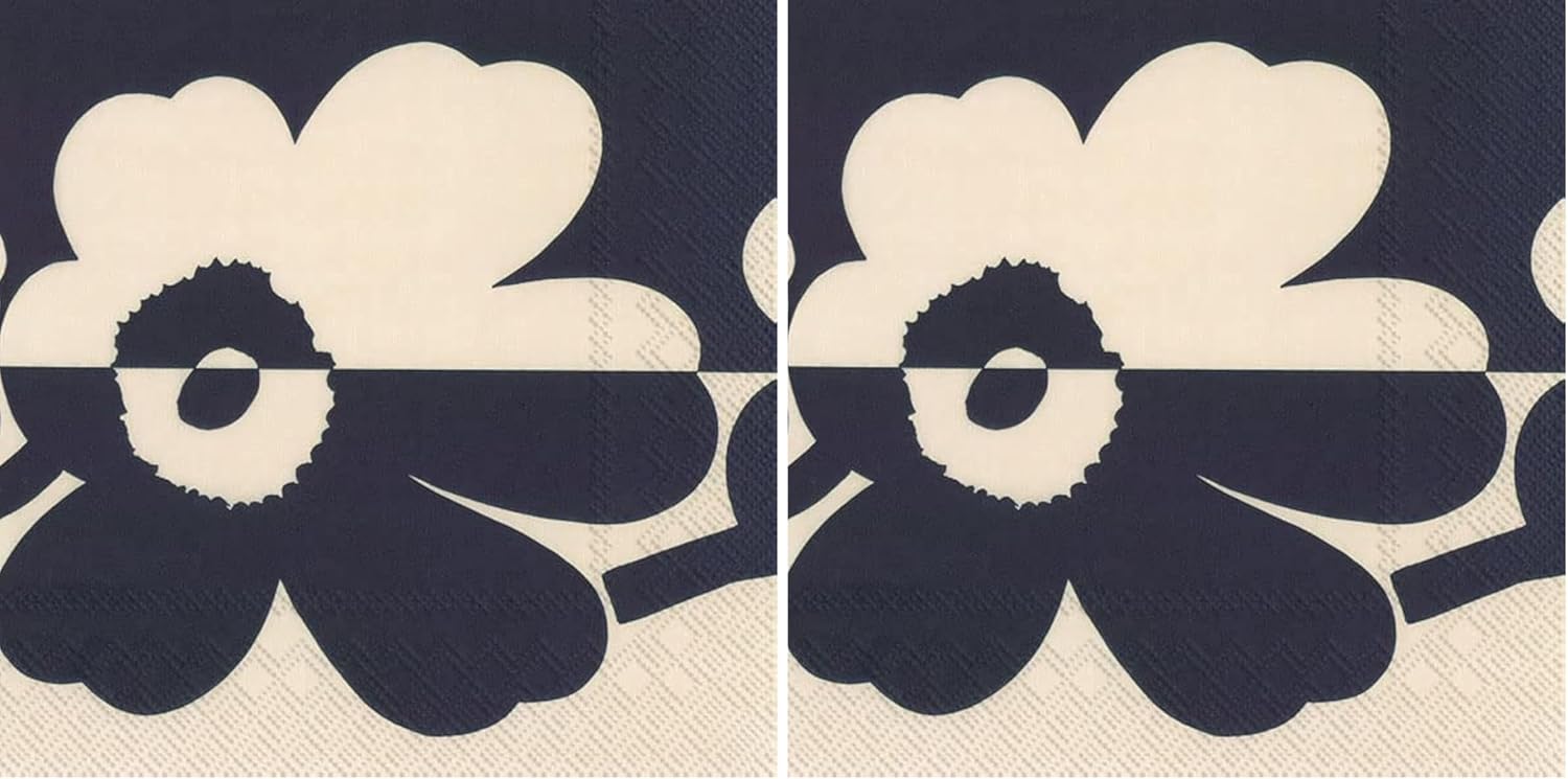 IHR Ideal Home Range Cocktail Napkins Marimekko Disposable 3-Ply Paper Party Napkin Pack, 5" x 5", Suur Unikko Linen Blue, 20-Count (Pack of 2)