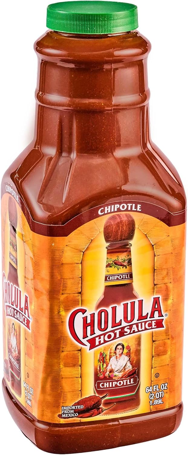Cholula Chipotle Hot Sauce, 64 fl oz - One 64 Fluid Ounce Bulk Container of Chipotle Pepper Sauce, Made with Chipotle, Arbol and Piquin Peppers, Perfect for Burgers, Wings, Hummus and More