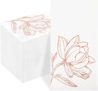 50 Pack Rose Gold Napkins - Magnolia Disposable Napkins - Cloth-Like Feel Dinner Paper - Heavy Duty Floral Hand Towels for Bathroom Wedding Holiday Party Bridal Decorative Towels Mother's Day
