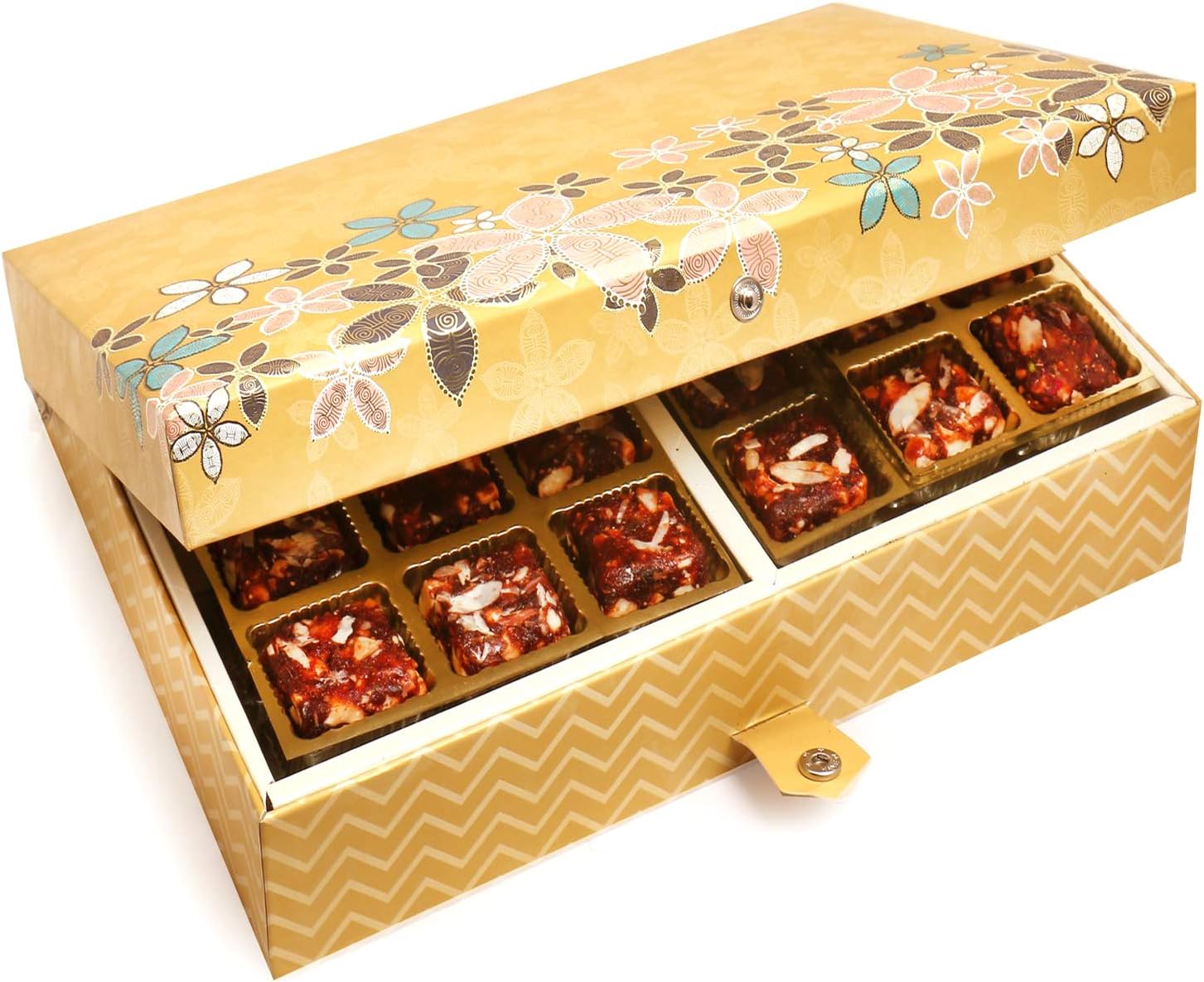 Ghasitaram Gifts Indian Sweets - Gold 4 Print 24 Pcs Sugarfree Dates and Figs Bites Box