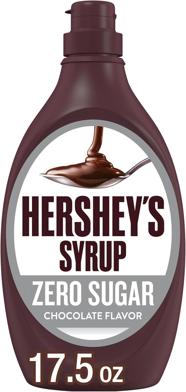 HERSHEY'S Zero Sugar Chocolate Syrup Bottles, 17.5 oz (6 Count)