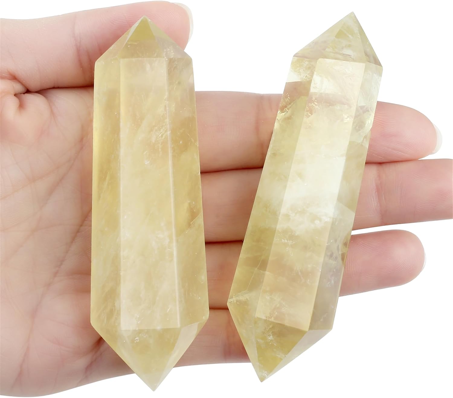 YATOJUZI 3.5" Citrine Healing Crystals Wand Natural Crystals and Healing Stones Large Hexagonal Citrine Crystal Points for Meditation Divination Reiki Energy Balancing 1PCS