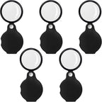 5PCS 10X Pocket Magnifying Glass Small Magnifying Glass with Black Rotating Protective for Reading, Books, Jewelry