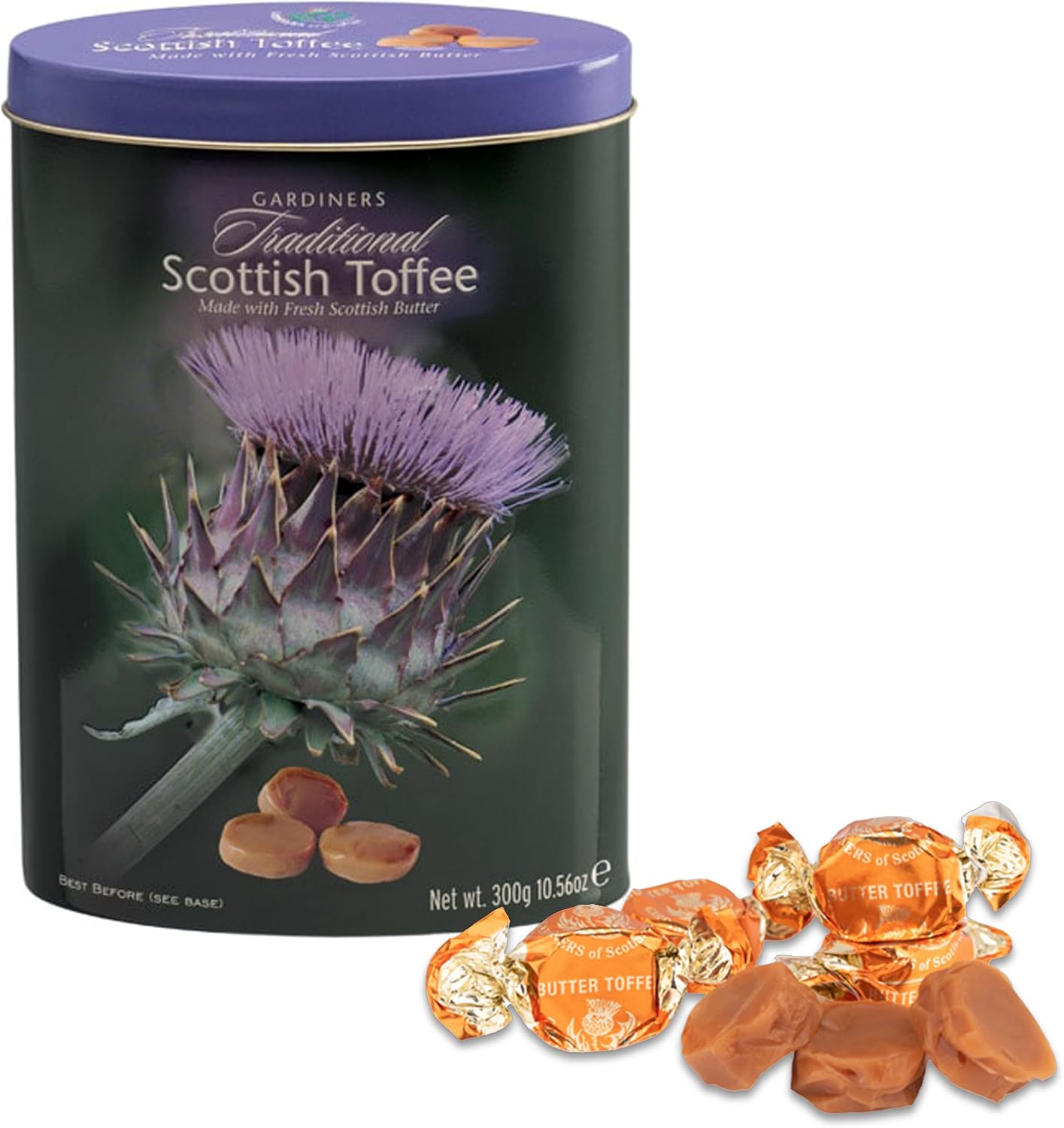 Gardiners of Scotland Handmade Fudge, Scottish Thistle Traditional Scottish Butter Toffees 10.6 Ounce Tin