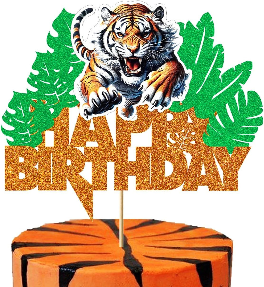 Tiger Cake Topper TIger Birthday Decorations Jungle Party Supplies Tigerr Party Favors Cake Decorations for Jungle Safari Baby Shower Decorations