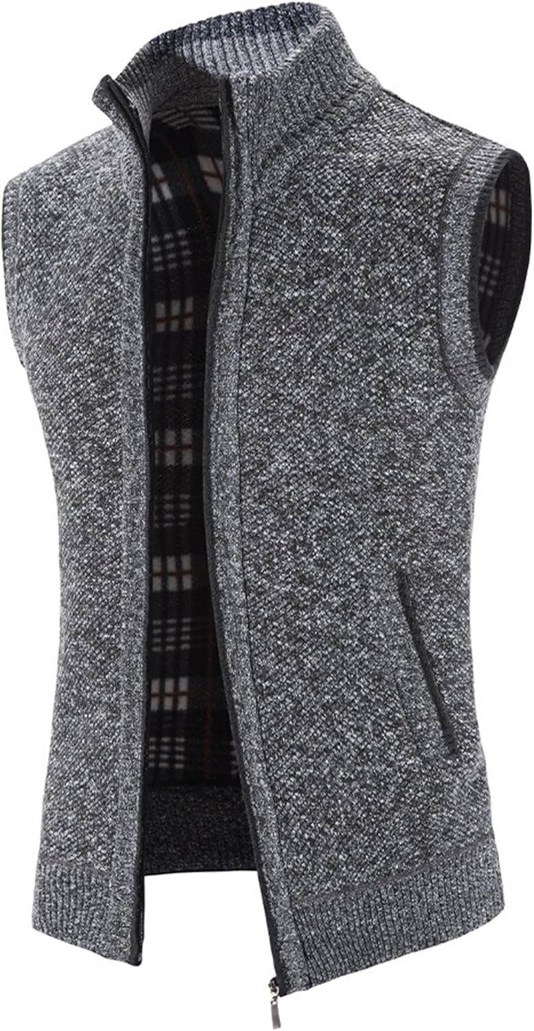 Men Sleeveless Knit Sweater Casual Trendy Slim Fit V Neck Vest Tops Classic Business Cardigan Knitwear Gilet Waistcoat