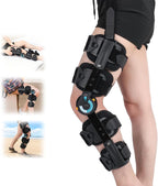GHORTHOUD Hinged ROM Knee Brace with Shoulder Strap Post Op Knee Immobilizer Adjustable Knee Support with Side Stabilizers Medical Knee Orthopedic Support for Men and Women, Left or Right Leg (Blue)