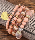 Women Beaded Bracelet Set | Colorful Boho Stackable Trendy Design with Crystal Accents Multilayer Bangle Bracelet | Fashion Stretch Braclets Jewelry for Women