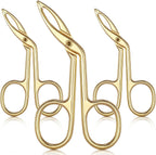 Hicarer 3 Pcs Eyebrow Scissor Tweezers with Handle Flat Straight Tip Facial Hair Eyebrow Tweezer for Women Precision Stainless Steel Brow Remover Slanted Nose Wig Plucker for Women Men(Gold Plated)