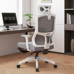 Ergonomic Desk Chair with Retractable Footrest Swivel Chair, 6-Way Adjustable Armrest, Adjustable Headrest, 155° Back Tilt Home Work Gaming Drafting Vanity Use