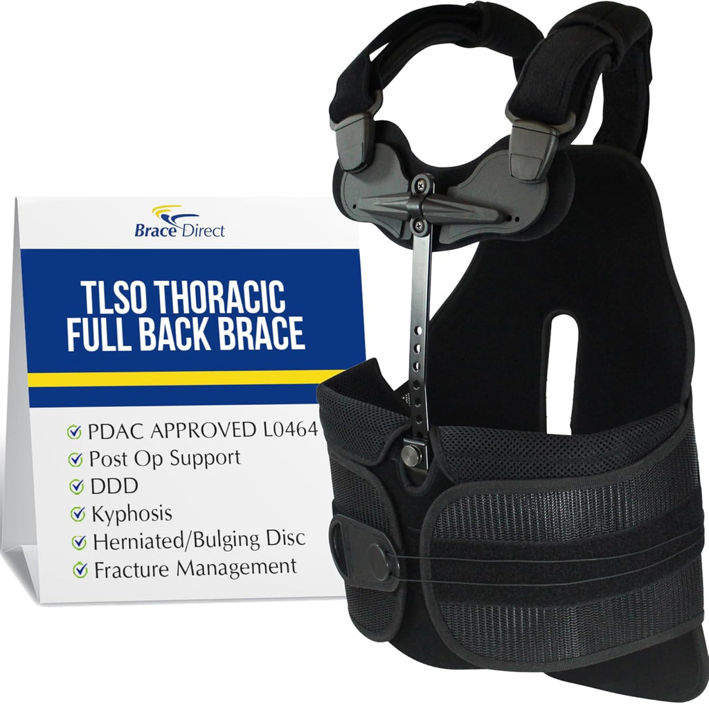 TLSO Thoracic Full Back Brace - PDAC L0464 Pain Relief and Straightener for Fractures, Post Op, Herniated Disc, Spinal Trauma, Mild Scoliosis