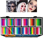 12 Colors Face Body Paint Palette,Split Cake Face Paint Palette FX Makeup, Water Activated Non Toxic Rainbow Body Painting with Brush for Halloween Makeup,Festivals & Events