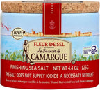 Le Saunier de Camargue Fleur de Sel – French Sea Salt Finishing Salt – Gourmet Hand-Harvested Flaky Salt in Resealable Cork-Topped Container – 125g