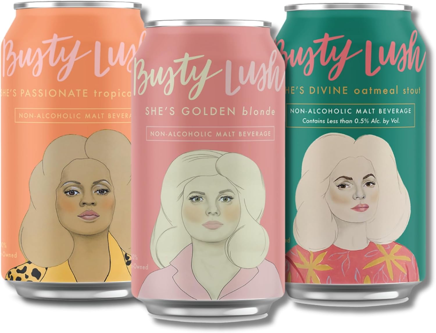 Busty Lush Non-Alcoholic Craft Beer Variety Pack – Blonde Ale, Tropical Sour, Oatmeal Stout – Non-Alcoholic Craft Brew, Low Carb & Low Calorie, NA Drink | 12 oz (12-Pack)